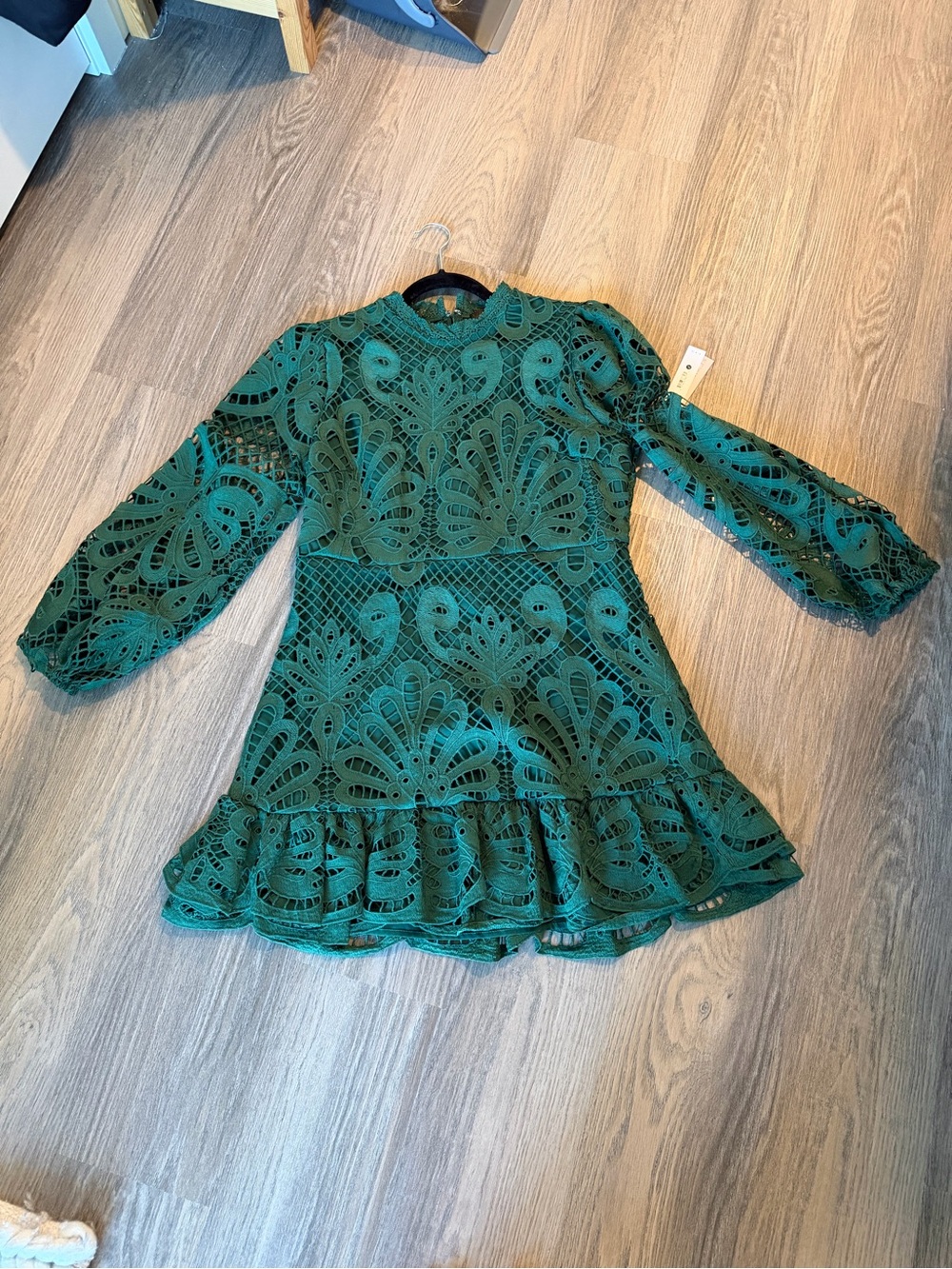 Aqua long sleeve lace dress